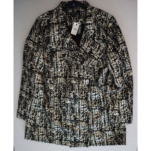 Lane Bryant Women's Sz 18/20 Black Metallic Asymmetric Long Jacket Blazer - Picture 8 of 11